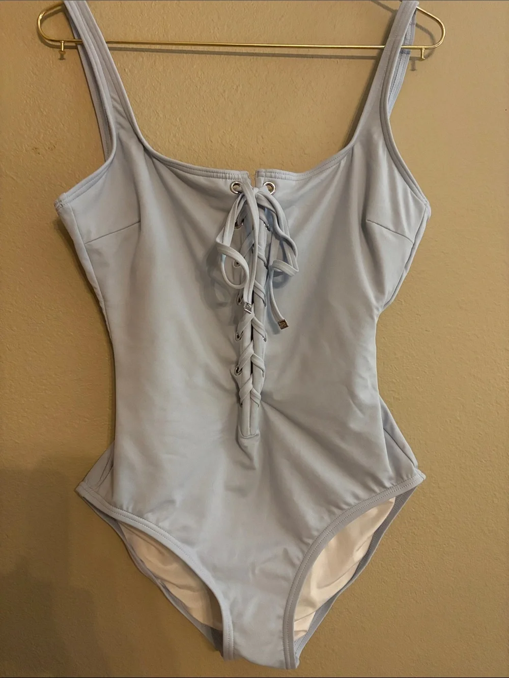 Michael Kors Light Blue Lace-Up One-Piece Swimsuit